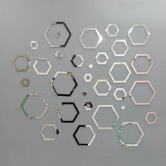 Acrylic Hexagon Ring Mirror Wall Decor - Wall Decoration
