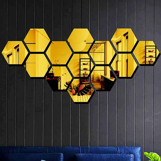 Acrylic Hexagon wall decor Mirror - Wall Decorations