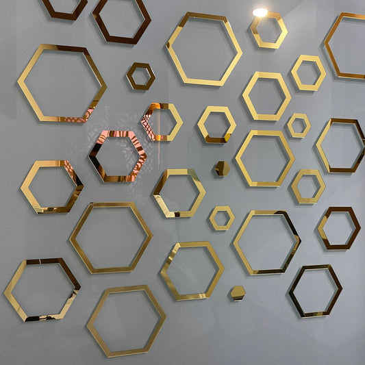 Acrylic Hexagon Ring Mirror Wall Decor - Wall Decoration