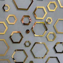 Acrylic Hexagon Ring Mirror Wall Decor - Wall Decoration